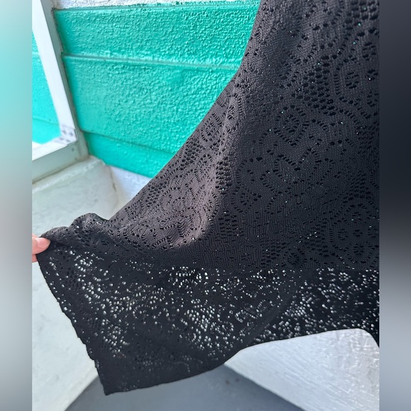 Free People Beach Cover Up Romper Jumpsuit BLACK Lace Spaghetti Straps Small - Picture 8 of 11